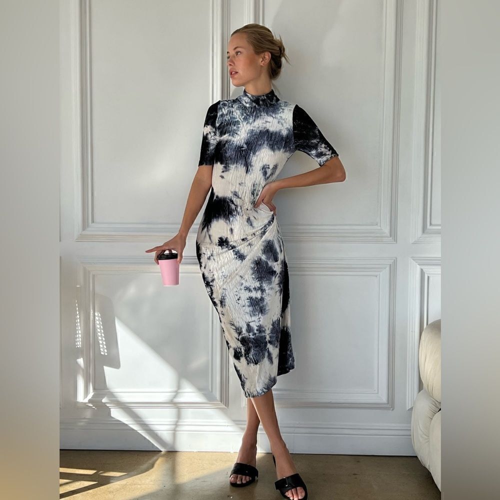 FIND ME NOW Helene Pleated Dress in Onyx
